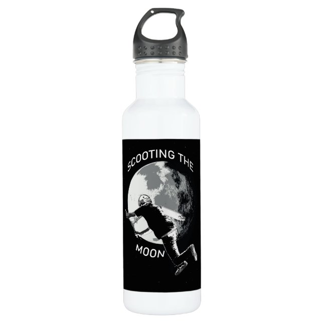 Scooting the Moon - Stunt Scooter   Stainless Steel Water Bottle (Front)
