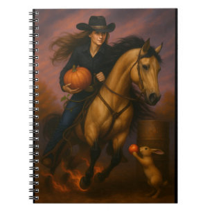 Scorching Fast Barrel Racing Team In Fall Notebook