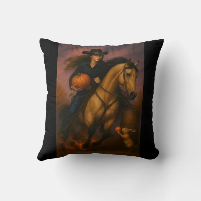 Scorching Fast Barrel Racing Team! Throw Pillow (Back)