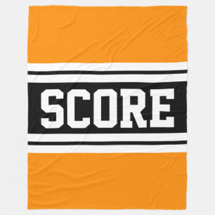 SCORE Athletic Orange Black White Racing Stripes Fleece Blanket