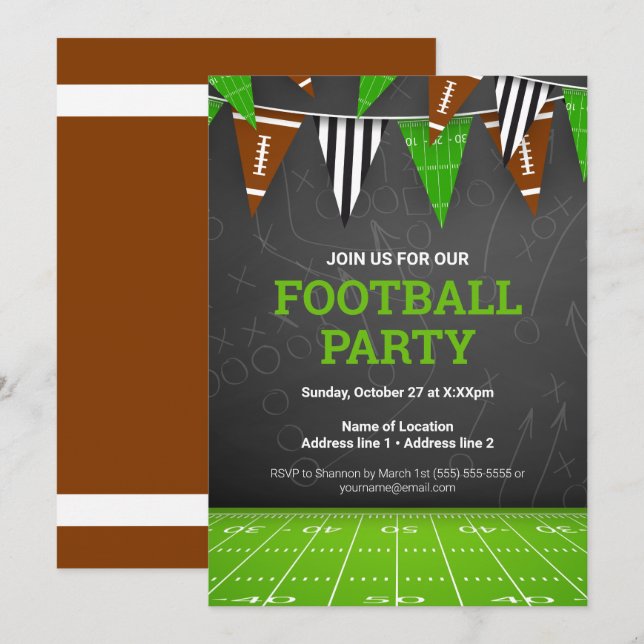 Score Big with Our Football Party Invitations! Invitation (Front/Back)