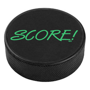 Score black hockey puck