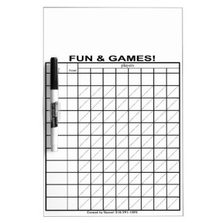 Score Card for Card Games  Dry Erase Board