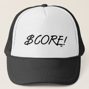 Score dollar sign blk white black foam trucker hat