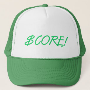 Score dollar sign green and white foam trucker hat