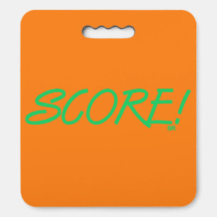 Score green and orange stadium cushion