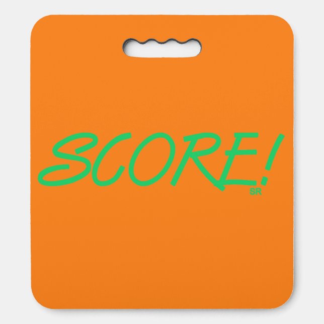 Score green and orange stadium cushion (Front Vertical)