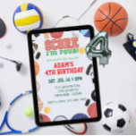 Score I'm Four, Sports 4th Birthday Invitation<br><div class="desc">Score I'm Four,  Sports 4th Birthday Invitation</div>