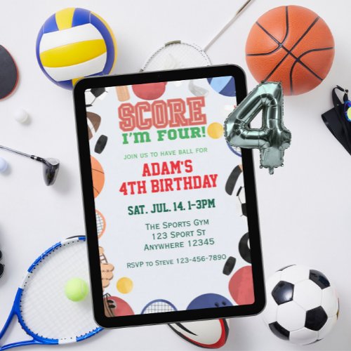 Score I'm Four, Sports 4th Birthday