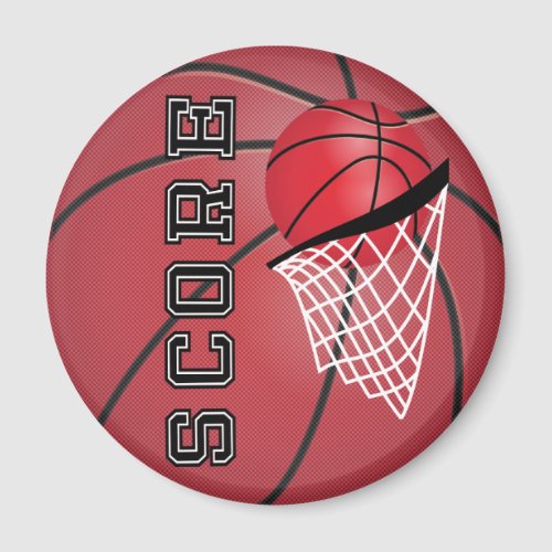 Score Red Basketball Magnet