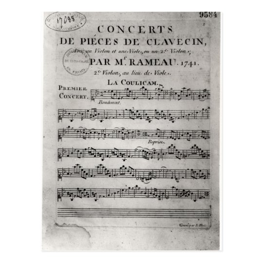 Score sheet for 'Concerts de Pieces de Postcard