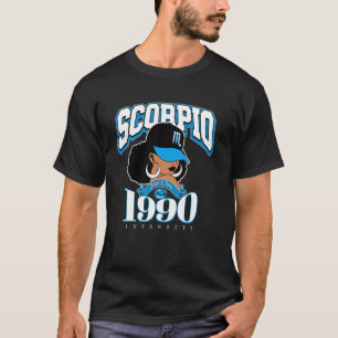 Scorpio 1990 Zodiac Queens Afro Astrology Birthday T-Shirt