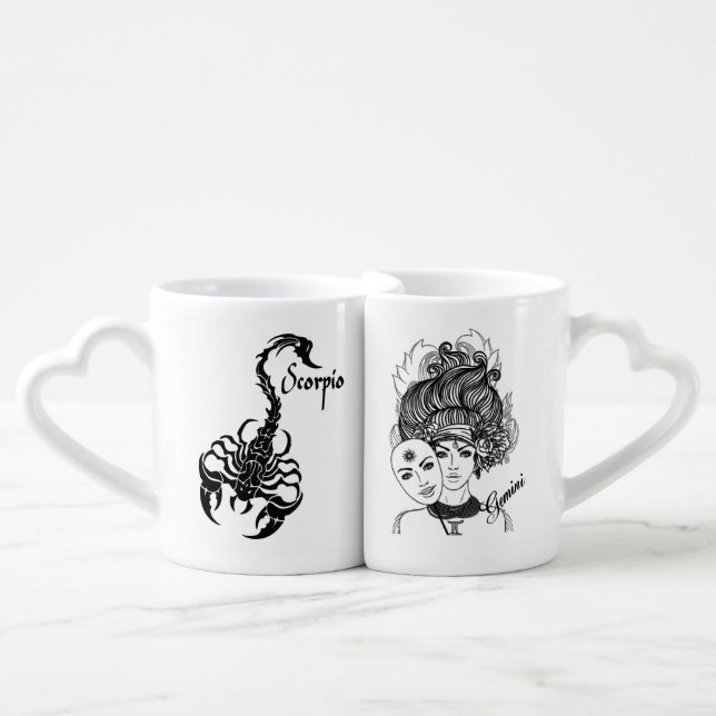  Scorpio and Gemini Zodiac Coffee Mug Set (Front Nesting)