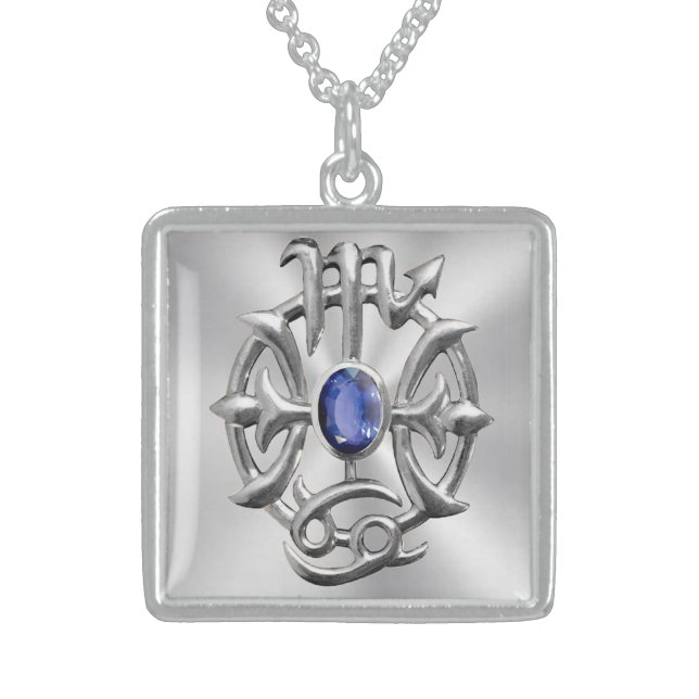 Scorpio and Pisces Medallion 2 Silver Necklace (Front)