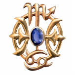 Scorpio and Pisces Medallion Ornament<br><div class="desc">2” x 3” acrylic photo sculpture ornament of gold Scorpio and Pisces astrological signs with a sparkling blue sapphire. See matching oval ceramic ornament and acrylic photo sculpture pin,  keychain and magnet. See the entire Gemstones & Medallions Ornament collection in the HOME section.</div>