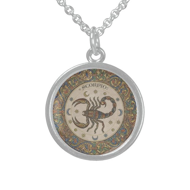 Scorpio Arcane: Medieval Alchemical Scorpion Sterling Silver Necklace (Front)