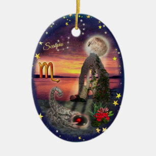 Scorpio Art Collage Ceramic Ornament