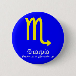 SCORPIO ASTROLOGIC SIGN, SYMBOL ZODIAC PINBACK BUTTON