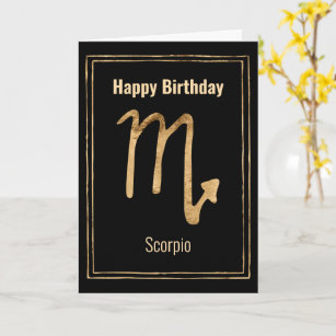 Scorpio astrology gold zodiac Happy Birthday Card
