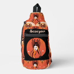 Scorpio Astrology Scorpion Boho Pattern in Bold Re Sling Bag