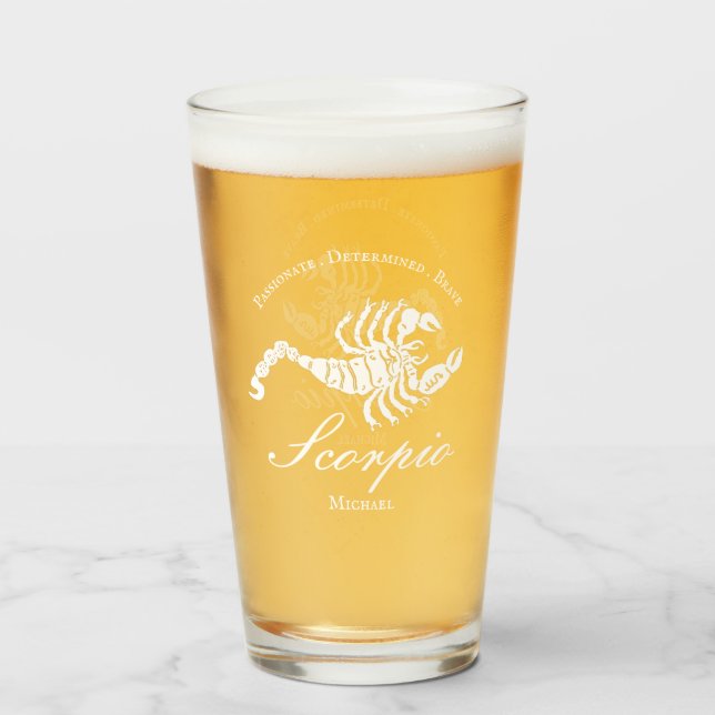 Scorpio Astrology Zodiac Personality Black Custom Glass (Front Filled)