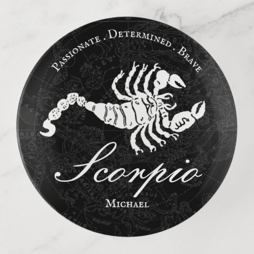 Scorpio Astrology Zodiac Personality Black Custom Trinket Tray