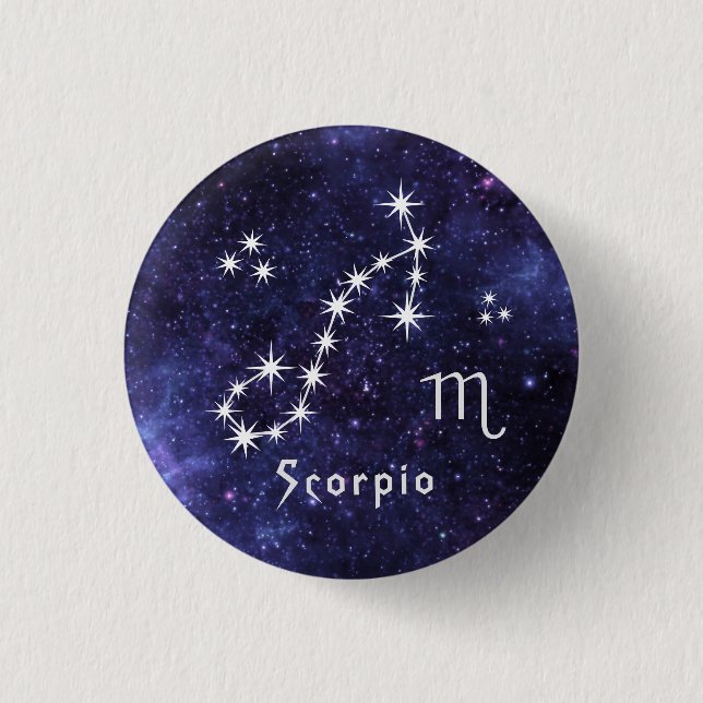 Scorpio Badge, Zodiac Horoscope Badge Button (Front)