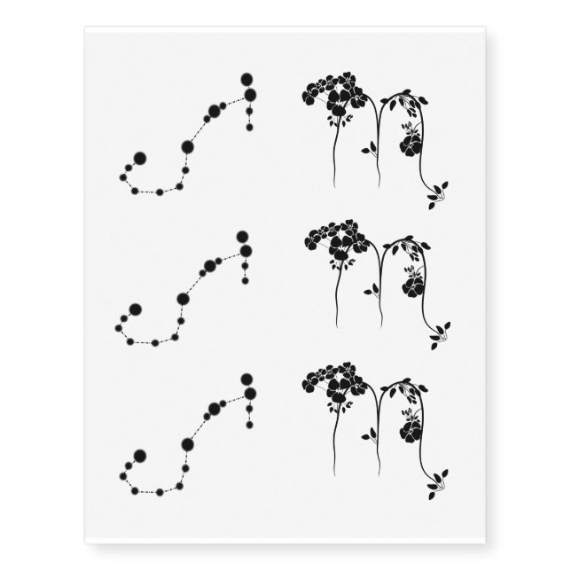 Scorpio birth flower Geraniums zodiac sign sky map Temporary Tattoos (Front)