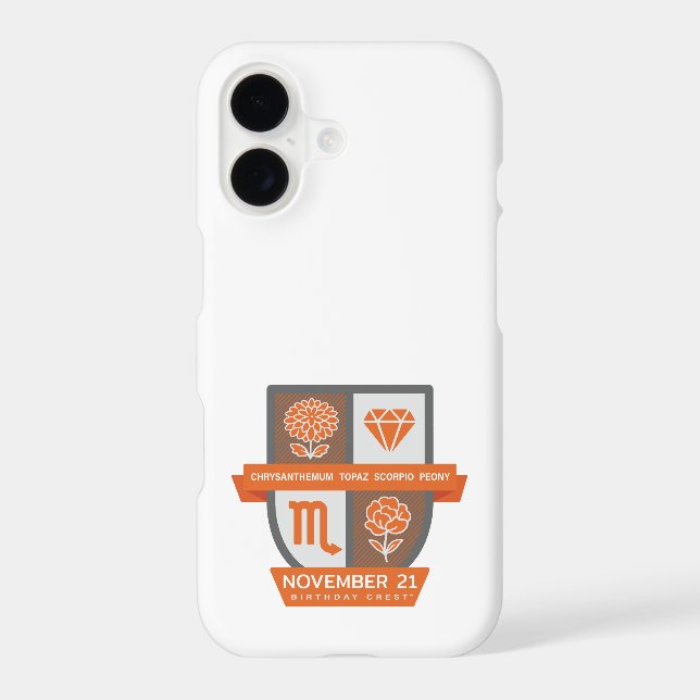 Scorpio Birthday Crest™ for November 1-21 iPhone Case (Back)
