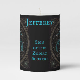 Scorpio Birthday Gift Add Name Black Pillar Candle