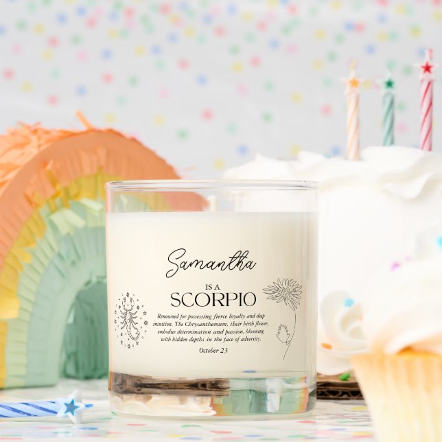 Scorpio Birthday Gift Zodiac Sign Vanilla Scented Candle (Birthday)
