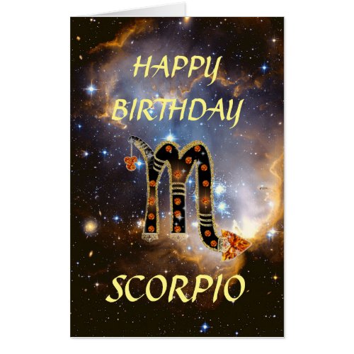 SCORPIO BIRTHSTONE ZODIAC DESIGNED BIRTHDAY CARD