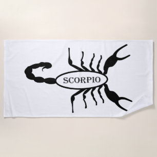 Scorpio Black Scorpion Star Sign Beach Towel