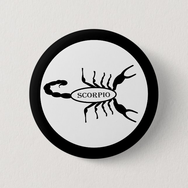 Scorpio Black Scorpion Star Sign Button (Front)
