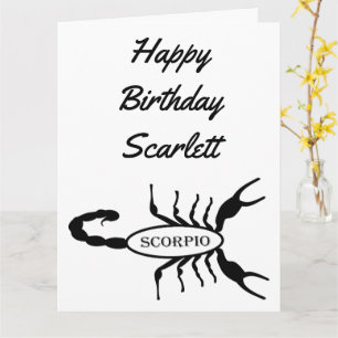 Scorpio Black Scorpion Star Sign Custom Birthday Card