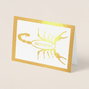Scorpio Black Scorpion Star Sign Custom Birthday Foil Card