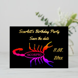 Scorpio Black Scorpion Star Sign Custom Birthday Foil Holiday Card