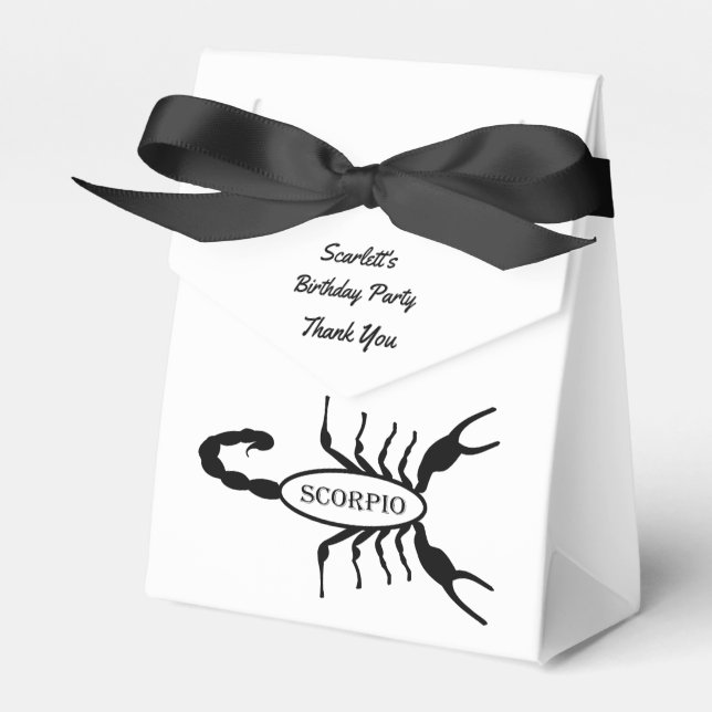 Scorpio Black Scorpion Star Sign Custom Favor Boxes (Front Side)