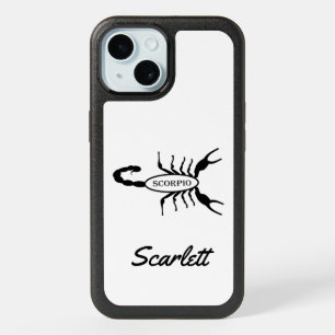 Scorpio Black Scorpion Star Sign Custom Name iPhone 15 Case