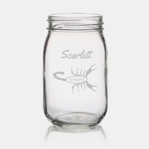 Scorpio Black Scorpion Star Sign Custom Name Mason Jar