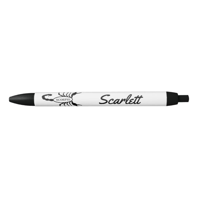 Scorpio Black Scorpion Star Sign Custom Name Pen (Front)