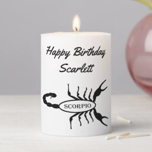 Scorpio Black Scorpion Star Sign Custom Pillar Candle