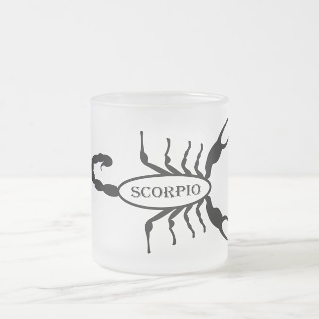 Scorpio Black Scorpion Star Sign Frosted Glass Coffee Mug (Center)