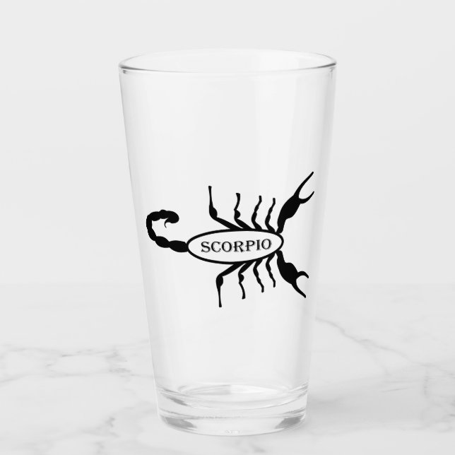 Scorpio Black Scorpion Star Sign Glass (Front)