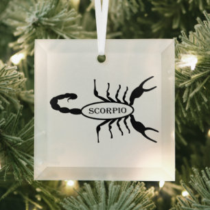 Scorpio Black Scorpion Star Sign Glass Ornament