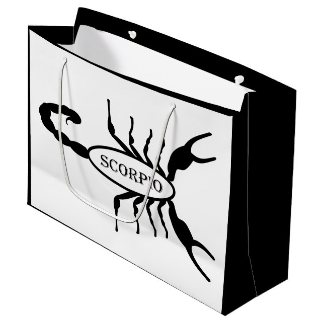 Scorpio Black Scorpion Star Sign Large Gift Bag (Front Angled)