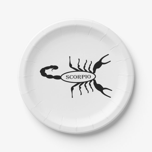 Scorpio Black Scorpion Star Sign Paper Plates (Front)