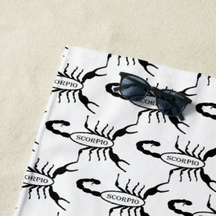 Scorpio Black Scorpion Star Sign Patterned Beach Towel
