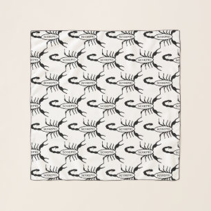 Scorpio Black Scorpion Star Sign Patterned Scarf