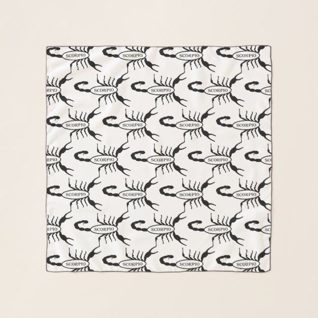Scorpio Black Scorpion Star Sign Patterned Scarf (Front)